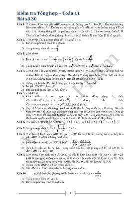 Kiểm tra Tổng hợp  Toán 11 Bài số 30